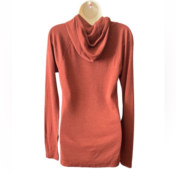 Smartwool Women’s Thermal Drape Neck Hoodie Medium Pecan Brown Heather Layer - Picture 4 of 9